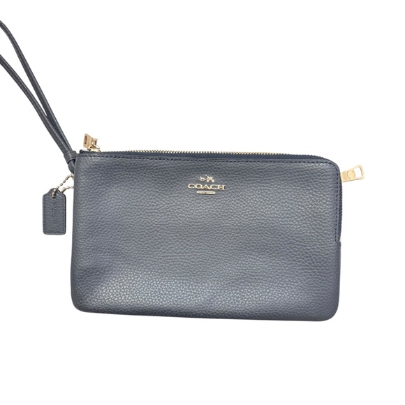 Coach gray leather double zipper clutch bag f87587 - Picture 7 of 8